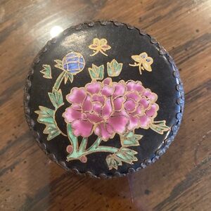 Floral Black and Pink Decorative Metal Box